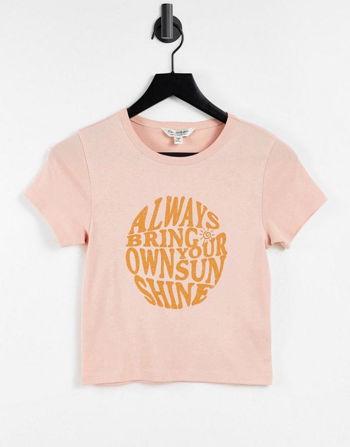 Miss Selfridge Short Sleeve Always Bring Your Own Sunshine Slogan T-shirt-orange