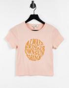Miss Selfridge Short Sleeve Always Bring Your Own Sunshine Slogan T-shirt-orange