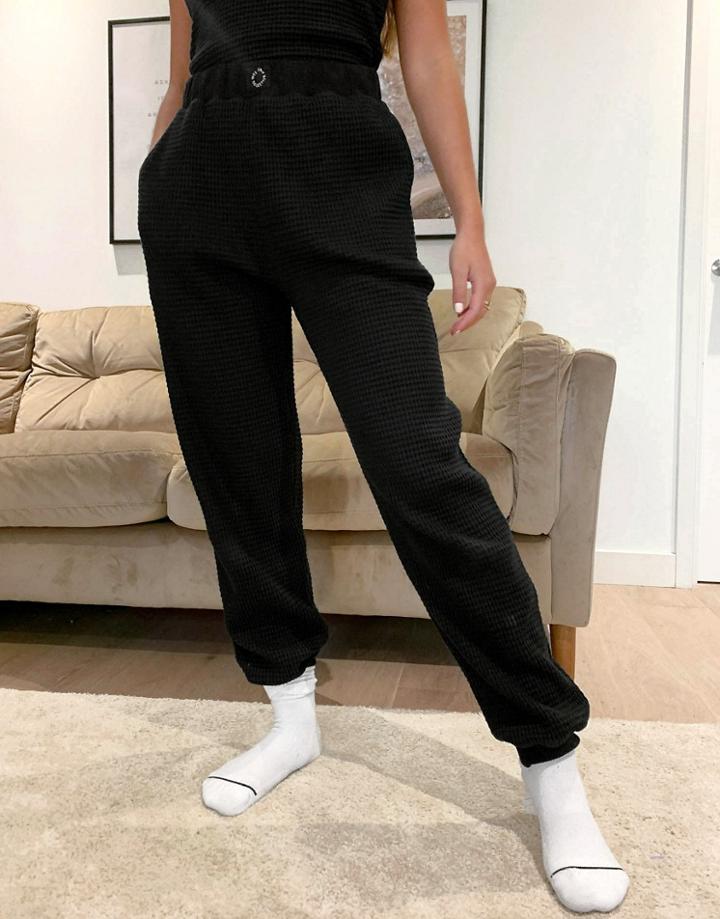 Asos Weekend Collective Lounge Waffle Oversized Sweatpants In Black