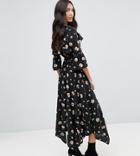 Influence Tall Asymetric Tea Dress With Open Back Detail - Black
