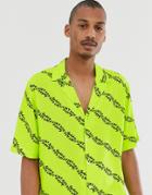 Vintage Supply Revere Collar Shirt In Neon Yellow - Yellow