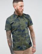 Schott Isla Military Hawaiian Shirt Short Sleeve In Green - Green