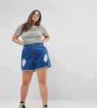 Influence Plus Distressed Denim Shorts - Blue