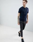 Original Penguin Pique Grandad T-shirt Small Logo In Navy - Navy