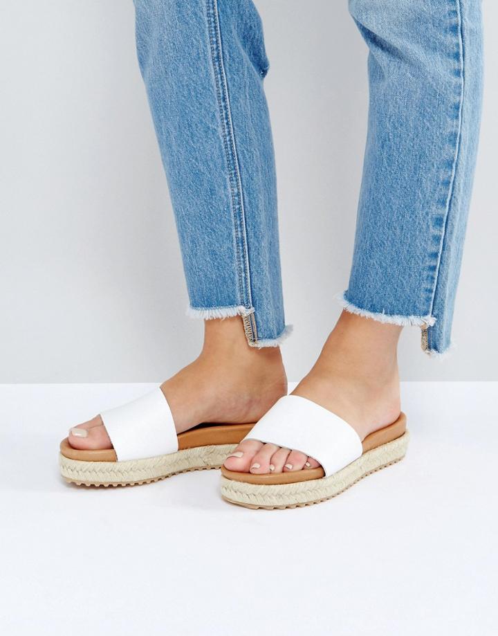 Selected White Espadrille Sliders - White
