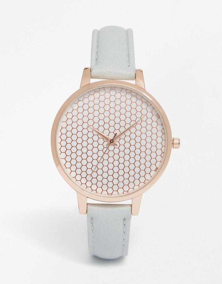 Asos Honeycomb Dial Detail Watch - Blue