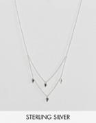Asos Sterling Silver Petal Multirow Necklace - Silver