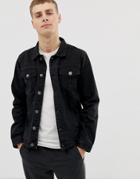 Brave Soul Slim Fit Denim Jacket In Black Wash
