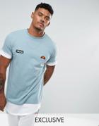 Ellesse Double Layer T-shirt With Script Hem Logo In Blue - Blue