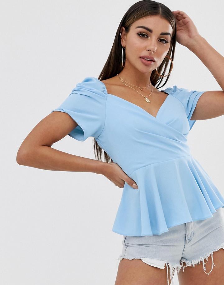 Asos Design Wrap Tea Blouse - White