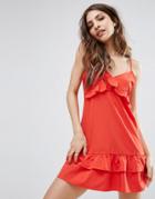 Prettylittlething Ruffle Strappy Dress - Red