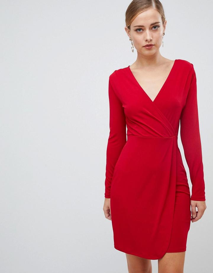 French Connection Slinky Wrap Dress-purple