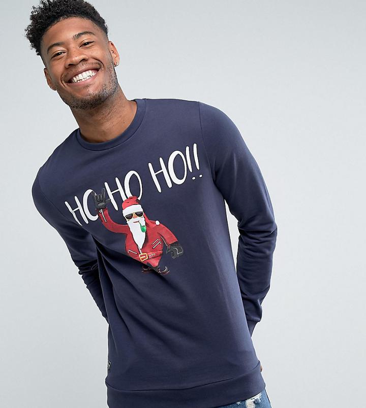 Threadbare Tall Holidays Santa Sweat - Navy