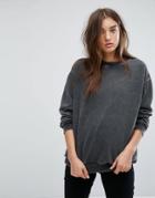 Uncivilised Oversized Washed Out Sweater - Black