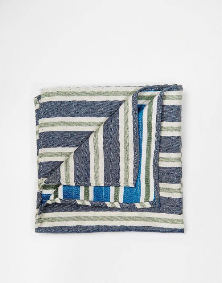 Selected Homme Pocket Square With Stripe - Blue