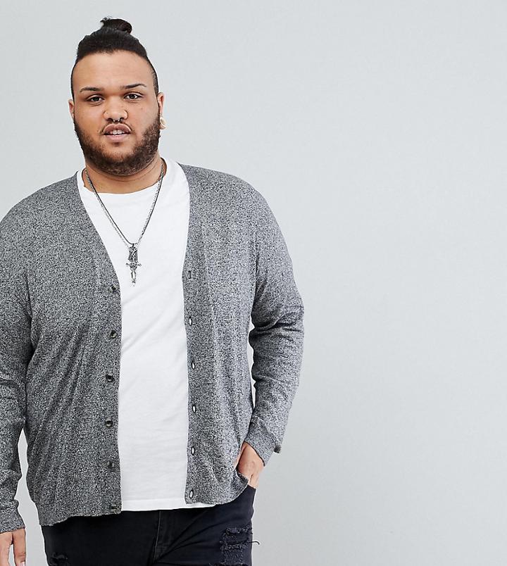 Asos Plus Cotton Cardigan In Gray Twist - Gray