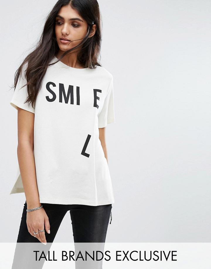 Noisy May Tall Smile Motif T-shirt - White