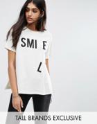 Noisy May Tall Smile Motif T-shirt - White