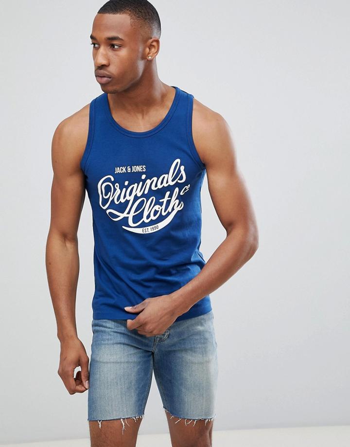 Jack And Jones Logo Tank - Blue