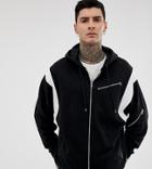 Heart & Dagger Oversized Zip Through Hoodie In Black - Black
