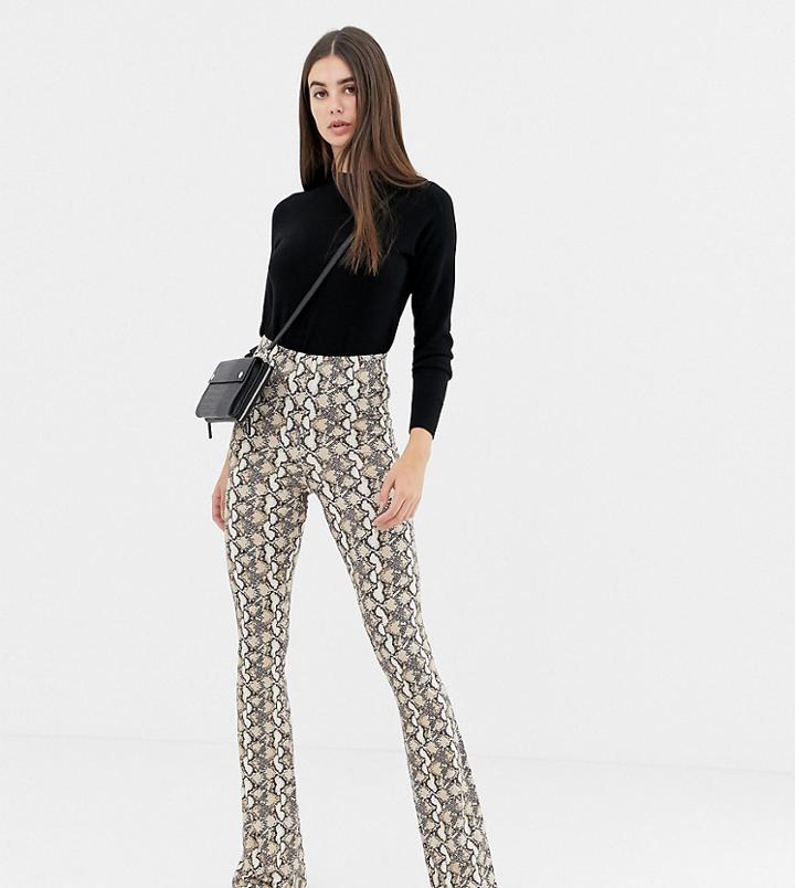 Asos Design Tall Snake Print Flare Pants - Multi