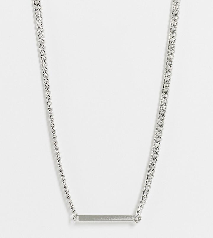 Designb London Curve Exclusive Necklace With Flat Pendant In Silver