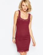 Vila Body-conscious Dress With Lace Trim - Port Royale