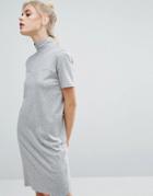 Cheap Monday High Neck T-shirt Dress - Gray