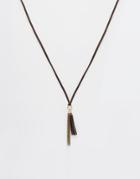 Asos Necklace With Tassle In Brown - Brown
