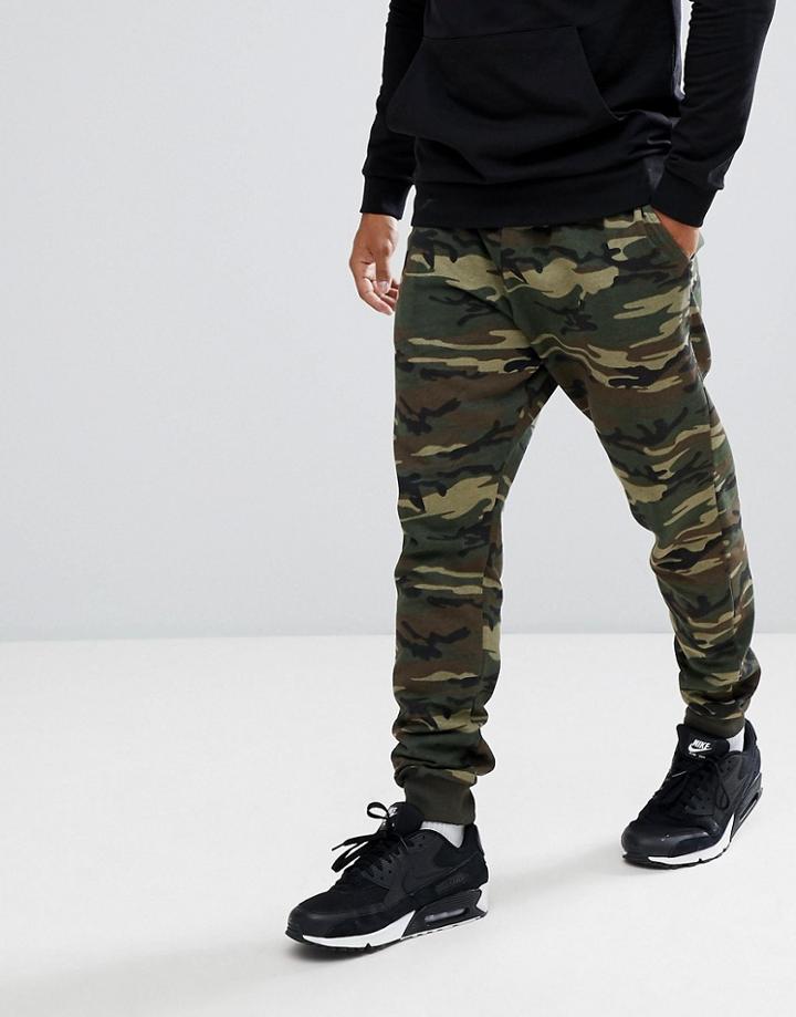 Asos Tapered Joggers In Camo - Green