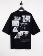 Asos Unrvlld Spply Oversized T-shirt With Polaroid Back Print In Black