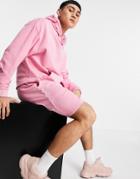 Asos Design Oversized Jersey Shorts In Pink Vintage Wash - Part Of A Set