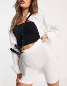 Club L London Body-conscious Shorts In Ecru-white