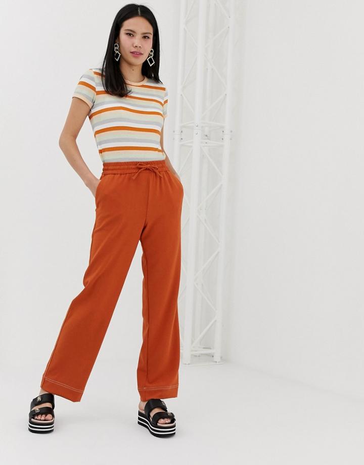 Monki Straight Leg Pants In Rust - Brown