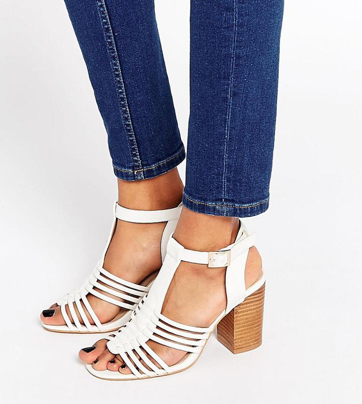 Asos Telescope Wide Fit Heeled Sandals - Cream