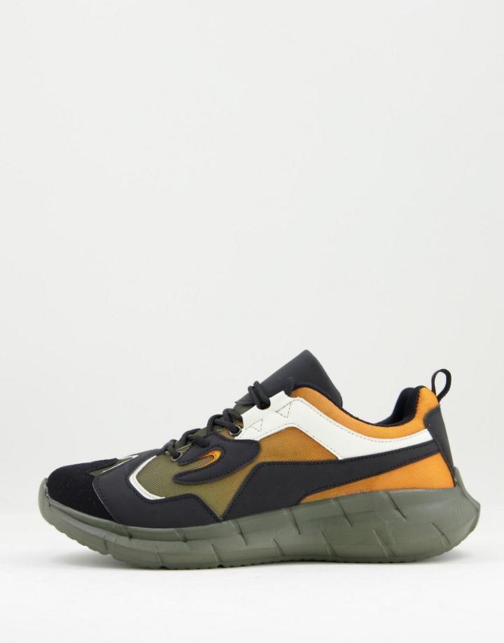 Brave Soul Chunky Sole Gradient Sneakers In Black/white