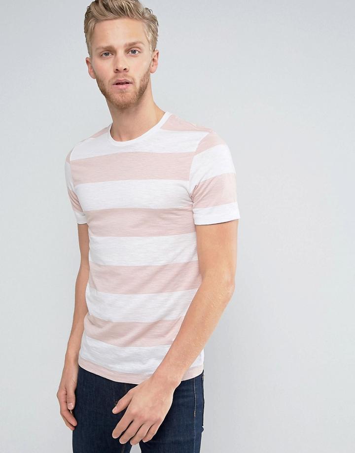 Jack & Jones Premium Stripe Tee - Pink