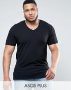 Asos Plus Muscle T-shirt With V Neck In Black - Black