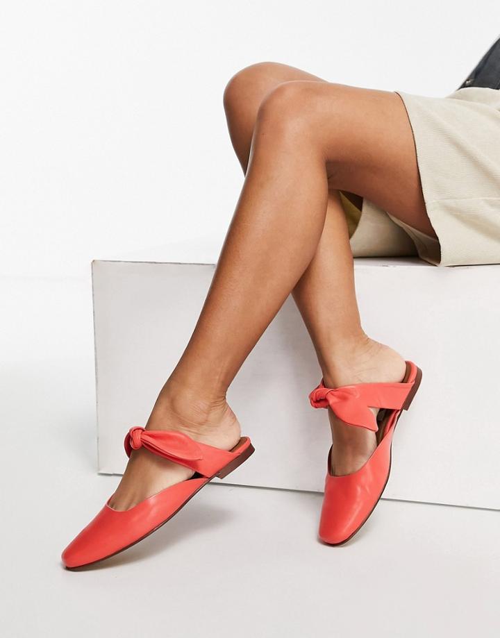Asra Felicity Flat Mules With Bow In Red