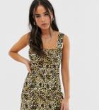 Wild Honey Pinnafore Dress With Buckles In Leopard - Multi