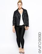Asos Curve Legging With High Waist In Shimmer Disco - Black