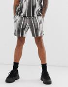 Religion Two-piece Shorts With Brushed Stripe Print In Black - Black