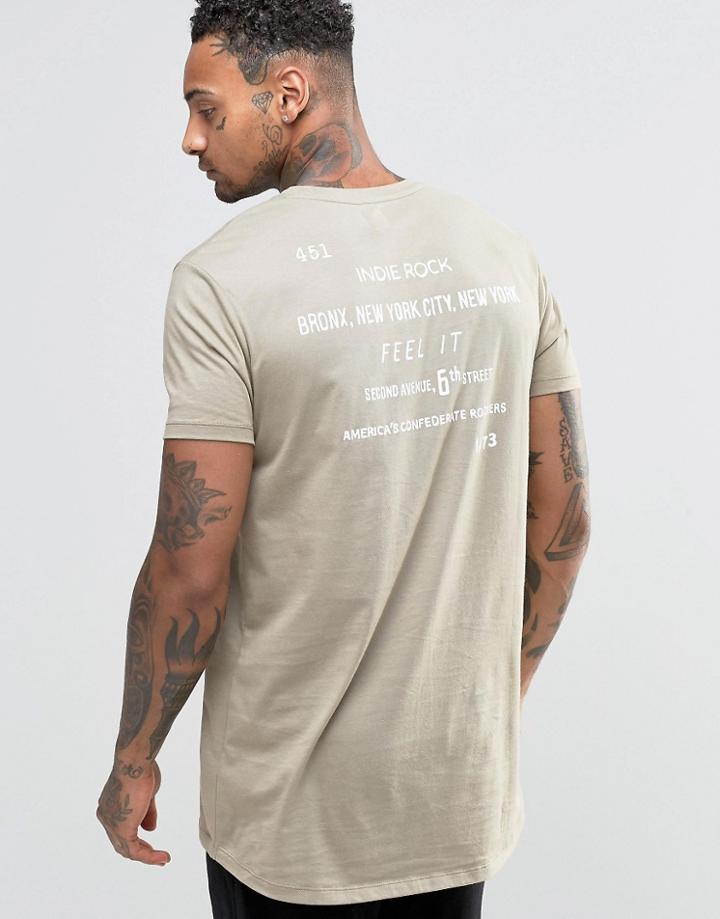 Asos T-shirt With Indie Rock Back Print In Relaxed Fit - Tawny