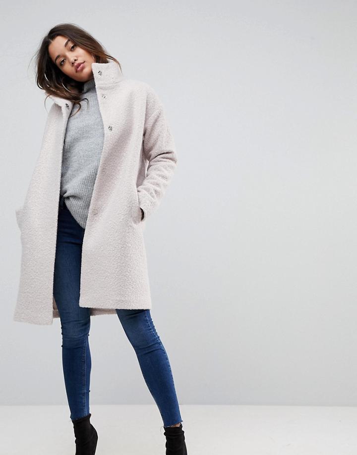 Asos Oversized Coat With Funnel Neck-cream