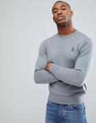 Psycho Bunny Crew Sweater Cotton Knit In Gray Marl - Gray