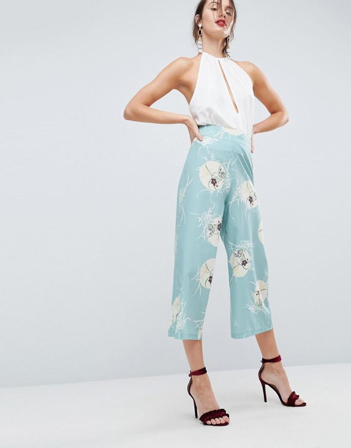 Asos Soft Tailored Culottes In Floral Print - Multi