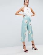 Asos Soft Tailored Culottes In Floral Print - Multi