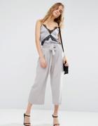 Asos Tailored Culotte With Tie Waist - Silver