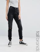 Vero Moda Tall Distressed Mom Jeans - Black