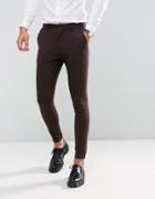 Selected Homme Super Skinny Suit Pants In Burgundy Check - Red